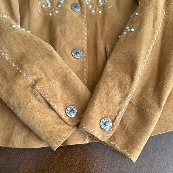 Cripple Creek Western Suede Leather Beaded Blazer Jacket Size Small - Picture 9 of 16